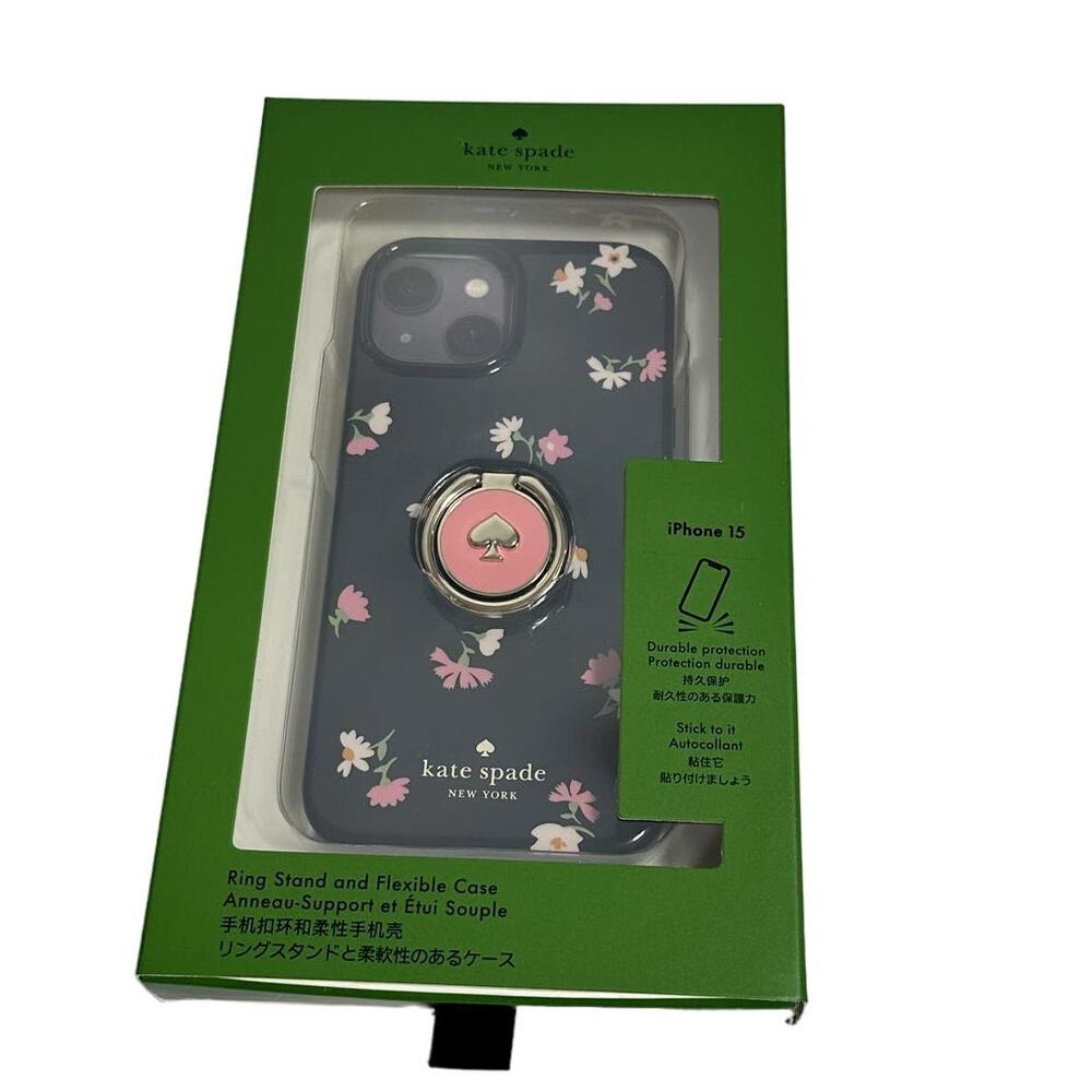 Kate Spade Floral Waltz Printed Stability Ring Resin 15 Case Flower Print Black